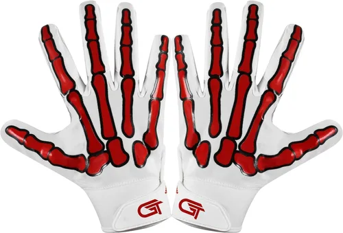 Miniatura 15 de Glorious Traders Adult & Youth Football Gloves - Ultimate Performance Booster with Super Sticky Grip Blanco y rojo