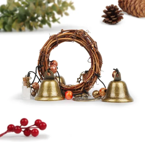 Miniatura 5 de Campanas de Bruja para Protección del Hogar, Decoración Pagana para Atraer lo Positivo y Expulsar lo Negativo, Campanas de Navidad Plateadas