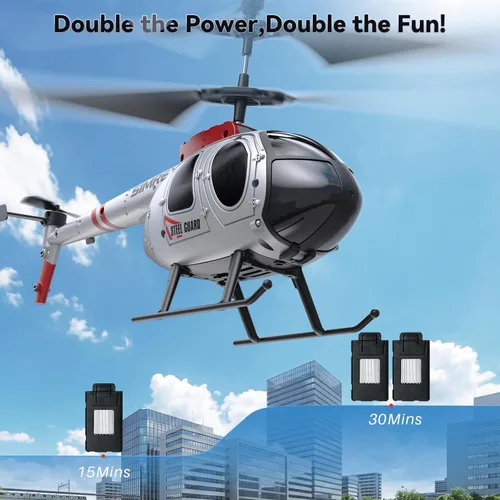 Miniatura 4 de SIMREX Helicóptero RC, Juguete de Helicóptero a Control Remoto para Niños y Principiantes, Retención de Altitud, 2 Velocidades, 2 Baterías, Regalo