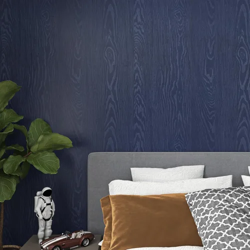 Miniatura 5 de Livelynine Papel tapiz de madera azul de 15.8 x 394 pulgadas para gabinetes de cocina, papel de contacto de madera azul marino, papel adhesivo