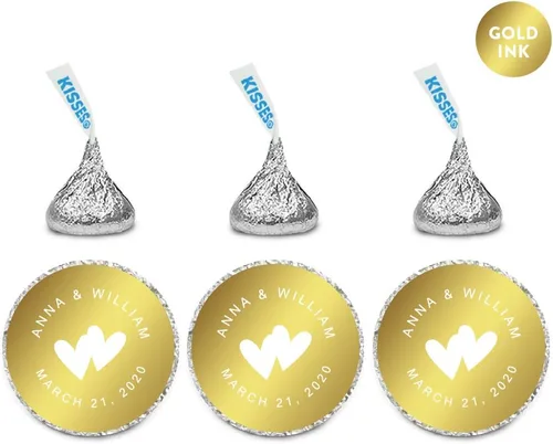 Miniatura 17 de Andaz Press Etiquetas personalizadas de gota de chocolate para boda, nombres y fecha redondos de novios, azul bebé, paquete de 240, personalizadas