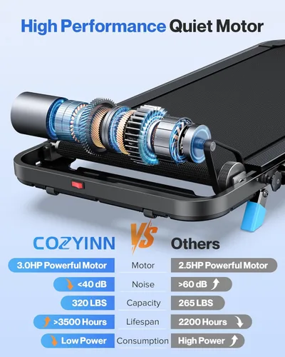 Miniatura 6 de COZYINN Caminadora plegable con inclinación, 320 libras de capacidad, compacta, con barra de asa, 2 en 1, cintas de correr portátiles 2 en 1