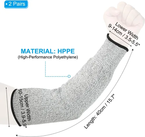 Miniatura 2 de PATIKIL Mangas protectoras de seguridad para brazo resistente a los cortes Mangas de antebrazo Manga HPPE Nivel 5 Protección para piel fina y Gris