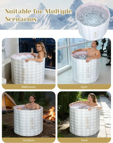 Miniatura 6 de Bañera portátil para adultos, bañera plegable independiente para ducha, bañeras de hielo caliente con espuma térmica gruesa para mantener