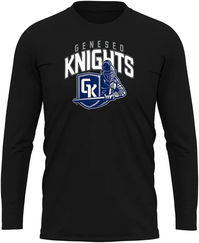 Miniatura 49 de Camisa deportiva de manga larga oficial de la NCAA Collegiate para hombre, colección negra con logotipo primario