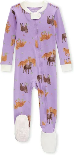Burt's Bees Baby - Pijama para niña, con cremallera delantera y pies cerrados antideslizantes, de algodón orgánico 100%, para niñas pequeñas