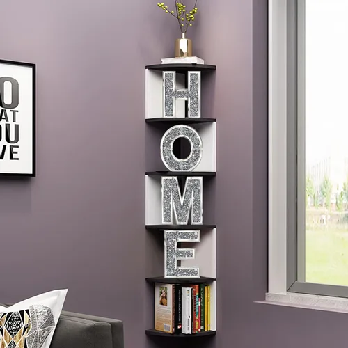 Miniatura 4 de ZOLAPI 4 letras independientes para el hogar. Letras de diamantes de cristal glamorosas. Espejo plateado para decoración del hogar para pared, Casa
