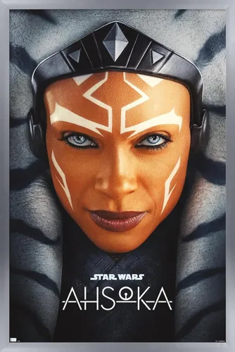 Trends International Star Wars: Ahsoka - Póster de pared de una hoja, 22.4 pulgadas de largo x 14.7 pulgadas, versión enmarcada en plata Versión con