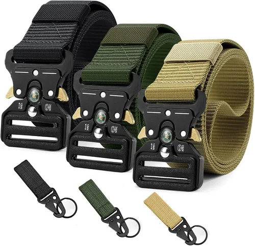 DOOPAI Cinturón táctico para hombre, tela militar de nailon negro con hebilla de liberación rápida, ideal para el trabajo, senderismo 21-1 Negro