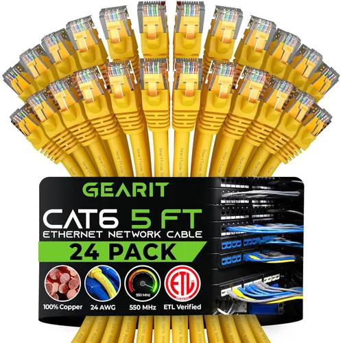Miniatura 53 de GearIT Cable Ethernet Cat 6 de 1.5 pies y 18 pulgadas (paquete de 24) - Cable de conexión Cat6, cable de conexión Cat 6, cable Cat6, cable Ethernet