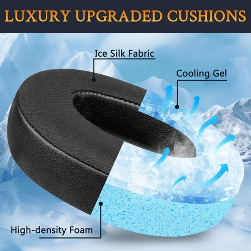 Miniatura 4 de SOULWIT Almohadillas de enfriamiento para auriculares Anker Soundcore Life Q30/Q30i/Q35, almohadillas con tela de seda de hielo, espuma de Negro