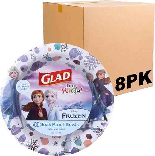 Miniatura 7 de Glad Cuencos de papel desechables de Disney Frozen para niños, Anna y Elsa, resistentes, a prueba de remojo, aptos para microondas, aptos