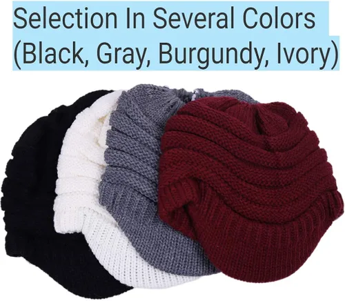 Miniatura 6 de FORBUSITE Gorro de punto cálido para mujer con diseño de cola de caballo para coleta, gorro B085