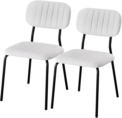 Miniatura 10 de VINGLI Juego de 2 sillas de comedor apilables, asiento acolchado de poliuretano con marco de metal, silla apilable para el hogar, cocina, oficina