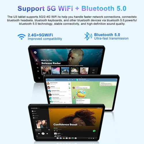 Miniatura 5 de Tableta de 10 pulgadas Android 15 con 30 GB de RAM 128 GB de ROM 1 TB de expansión, Tablets de 8000 mAh Octa-Core con teclado y ratón, pantalla HD