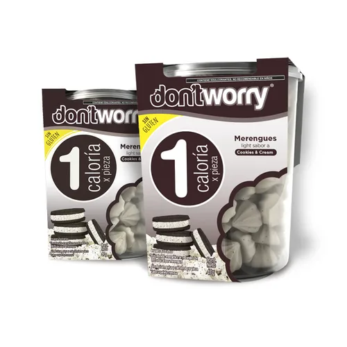 Don't Worry Galletas de merengue aptas para dieta cetogénica, galletas y crema, paquete de 2, solo 1 calorías por pieza, dulces saludables,