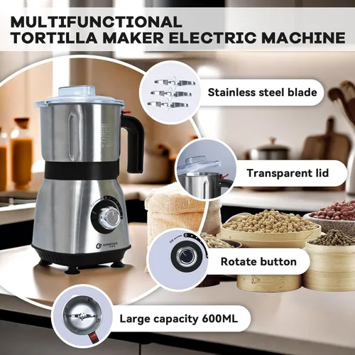 Miniatura 2 de Molinillos eléctricos para especias y nueces, 3 cuchillas de acero inoxidable, 1 filtro, 1 cepillo, molinillo de 500 W para uso en seco de cocina