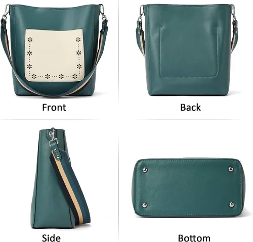 Miniatura 5 de BROMEN - Bolsa de mano de cuero para mujer, bolsa de hombro, bolsa bandolera