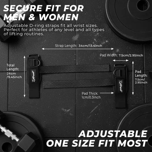Miniatura 7 de Correas de levantamiento de pesas con anillo en D con puño, correas de elevación cómodas Thyick resistentes, ajuste seguro, agarre mejorado, correas
