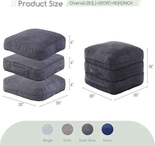 Miniatura 2 de HIGOGOGO Puf otomano de relleno cuadrado moderno relleno de espuma pufs de 20 x 18 pulgadas, otomanos modulares separados en cojines de suelo