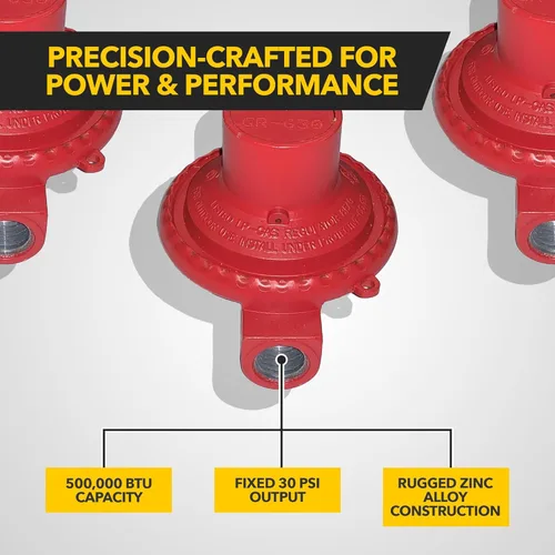 Miniatura 2 de Nuevo regulador de gas LP/propano para autocaravana Fairview RV Camper – GR-630B salida de alta presión de 30 PSI, entrada/salida de 1/4″ FPT