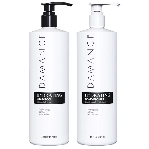 Damanci Champú hidratante y acondicionador dúo, champú y acondicionador sin sulfato para cabello seco, con queratina y colágeno, sin parabenos ni