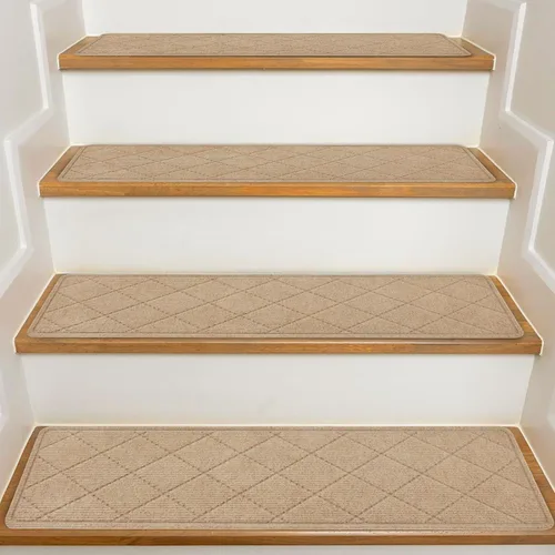 Miniatura 25 de Stair Treads with Landing Rug for Wooden Steps Indoor, Peel and Stick Stair Treads Matching-Mat 20"X32" Stair Landing Slip Resistant Polyester Stair