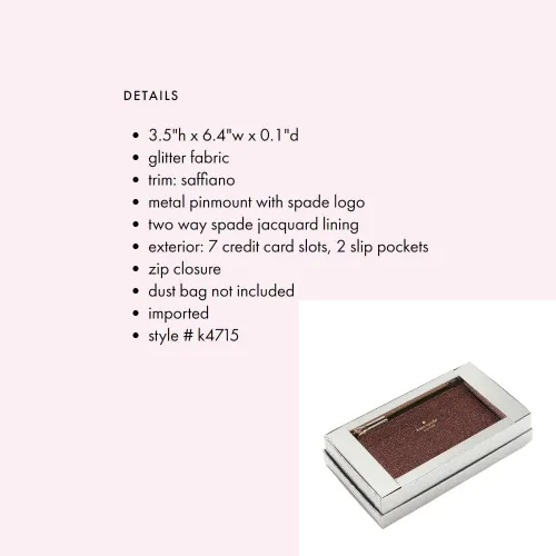 Miniatura 6 de Kate Spade - Cartera para mujer con diseño brillante en caja grande y delgada, con purpurina, Deep Nova