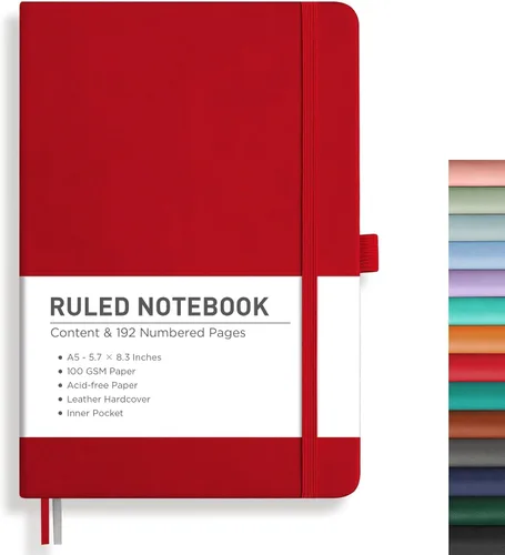 Miniatura 15 de RETTACY Cuaderno rayado, 192 páginas numeradas, tamaño A5 mediano (5.7 x 8.3 pulgadas), para hombres y mujeres, para hacer notas, escritura, trabajo