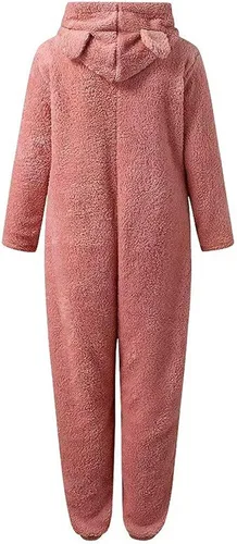 Miniatura 19 de Pijama de forro polar para mujer, mameluco cálido de sherpa, ropa de dormir de una pieza con cremallera y capucha