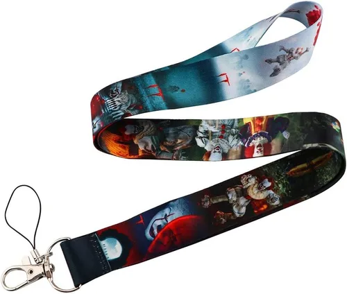 It Pennywise the Clown Stephen King Classic Horror Movie 17.7" Collar Lanyard Llavero Holder ID Badge Mobile Phone Pin Strap