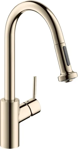 Miniatura 6 de hansgrohe Talis 14872251 - Grifo de cocina de arco alto dorado S² con rociador extraíble, grifo para fregadero de cocina, cabezal rociador