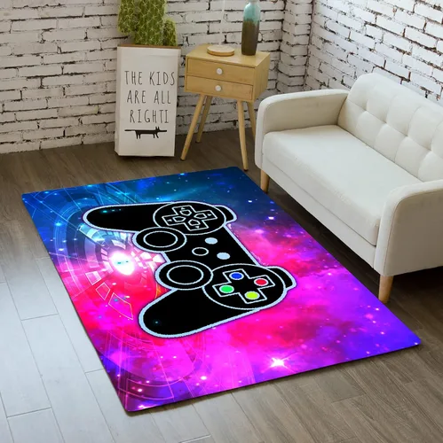 Miniatura 7 de Alfombras de Jugador para Dormitorio de Niños, Pintura de Dibujos Animados con Gamepad, Alfombra para el Hogar para Adolescentes, Decoración Genial