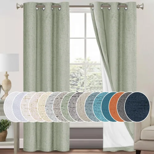 Miniatura 160 de Primitive - Cortinas opacas 100 % de lino texturizado natural para dormitorio, sala de estar, cortinas para ahorra energía, tela de arpillera