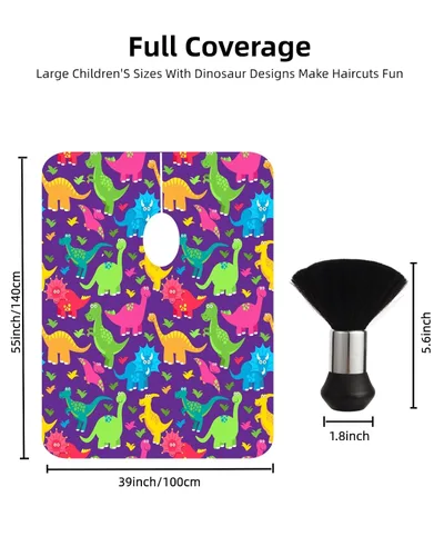 Miniatura 5 de Capa de peluquería para niños con cepillo quitapelusas para el cuello, capa profesional de salón para corte de cabello con cierre a presión