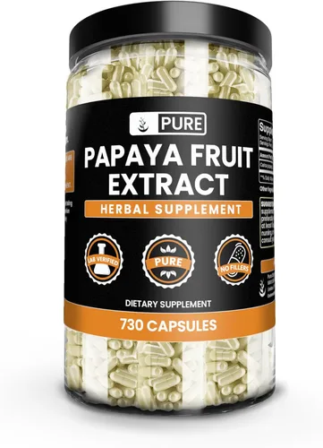 PURE ORIGINAL INGREDIENTS Extracto de papaya (730 cápsulas) sin magnesio o rellenos de arroz, siempre puro, verificado por laboratorio
