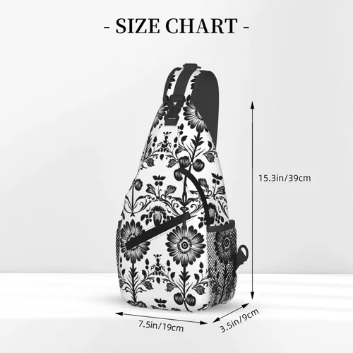 Miniatura 2 de Small Crossbody Bags for Women Men - Vintage Flower Black White Print Adjustable Shoulder Bag Fanny Packs Belt Sling Bag Crossbody Purses Backpack