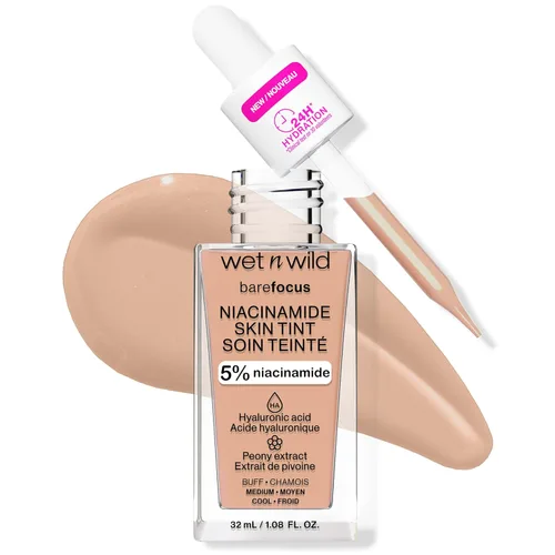 Miniatura 36 de wet n wild Bare Focus Tinte para la Piel, Enriquecido con 5% Niacinamida, Cobertura Ligera Transparente Modulable, Acabado Radiante Natural, Claro