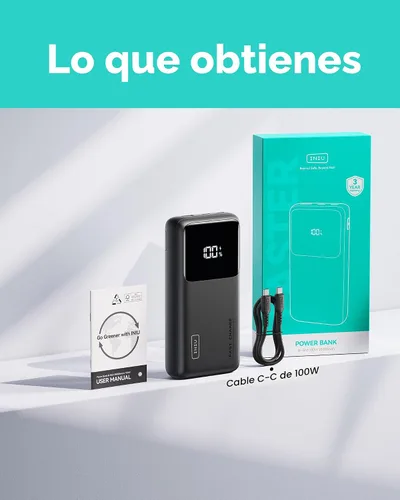 Miniatura 6 de INIU Power Bank, 25000mAh 100W USB C Cargador portátil para laptop, paquete de batería de 3 salidas con carga rápida PD QC, cargador de viaje