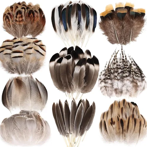 Miniatura 16 de THARAHT 24 plumas naturales manchadas de 4 estilos de plumas de ave de Guinea de 6 a 8 pulgadas a granel para manualidades, ropa, joyería