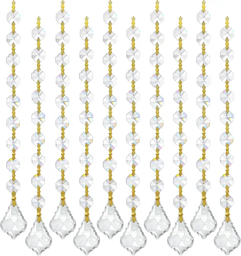 Miniatura 13 de Atrapasoles de cristal de 7 chakras, adornos de prismas de cristal colgantes con cuentas de arcoíris de 0.787 pulgadas para ventana, jardín