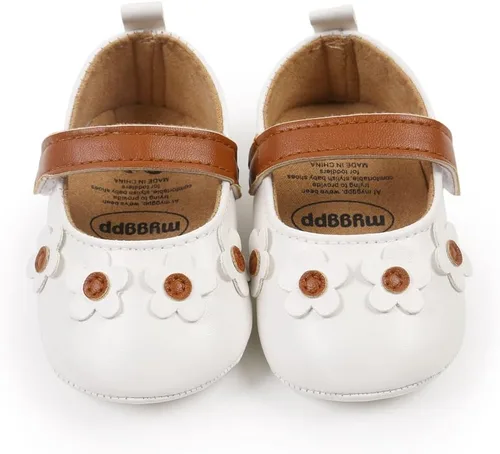 Miniatura 7 de Myleleya Zapatos planos Mary Jane para bebés y niñas con lazo y flores, vestido de princesa, para boda, zapatos de ballet antideslizantes para niños