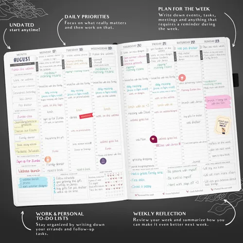Miniatura 3 de Legend Planner PRO Horario Diario - Organizador Semanal y Diario con Franjas Horarias. Agenda de Citas y Diario para Trabajo y Personal, A4 (Negro)