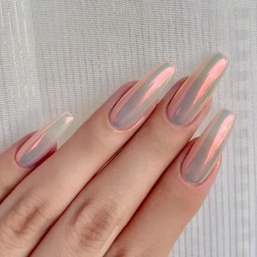 Miniatura 2 de Polvo de uñas de cromo perla naranja brillo para uñas, polvo de uñas cromado iridiscente metálico para uñas,Polvo de cromo para esmalte de gel