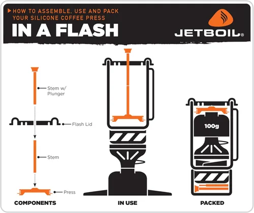Miniatura 6 de Jetboil - Cafetera de prensa francesa de silicona para estufas de camping, tamaño regular