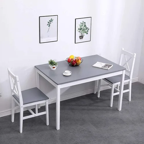 Miniatura 5 de SogesPower Juego de mesa de comedor para 4, juego de mesa de comedor de madera de 5 piezas con 4 sillas para cocina, comedor, restaurante, espacio