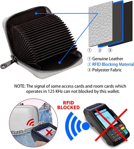 Miniatura 3 de Linno RFID 20 ranuras para tarjetas de crédito titular de la tarjeta de crédito de cuero genuino pequeño caso para mujeres u hombres cartera