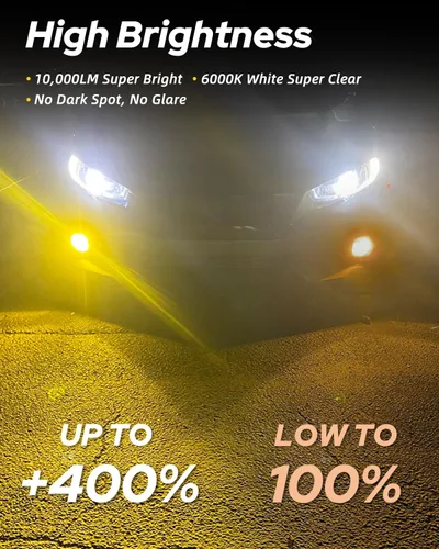 Miniatura 2 de AUTOONE H8 H11 H16 - Focos LED antiniebla o DRL, 3000K amarillo ámbar súper brillante para repuestos de luces antiniebla de automóviles, 50000 horas