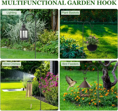 Miniatura 6 de IMIKEYA Ganchos de pastor para exteriores: 27 pulgadas, 1 paquete de gancho de estaca de jardín ajustable para comedero de pájaros, luz solar