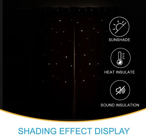 Miniatura 5 de Cortinas opacas con recortes de estrellas para dormitorio de niñas y niños, cortina de doble capa con aislamiento térmico y superposición